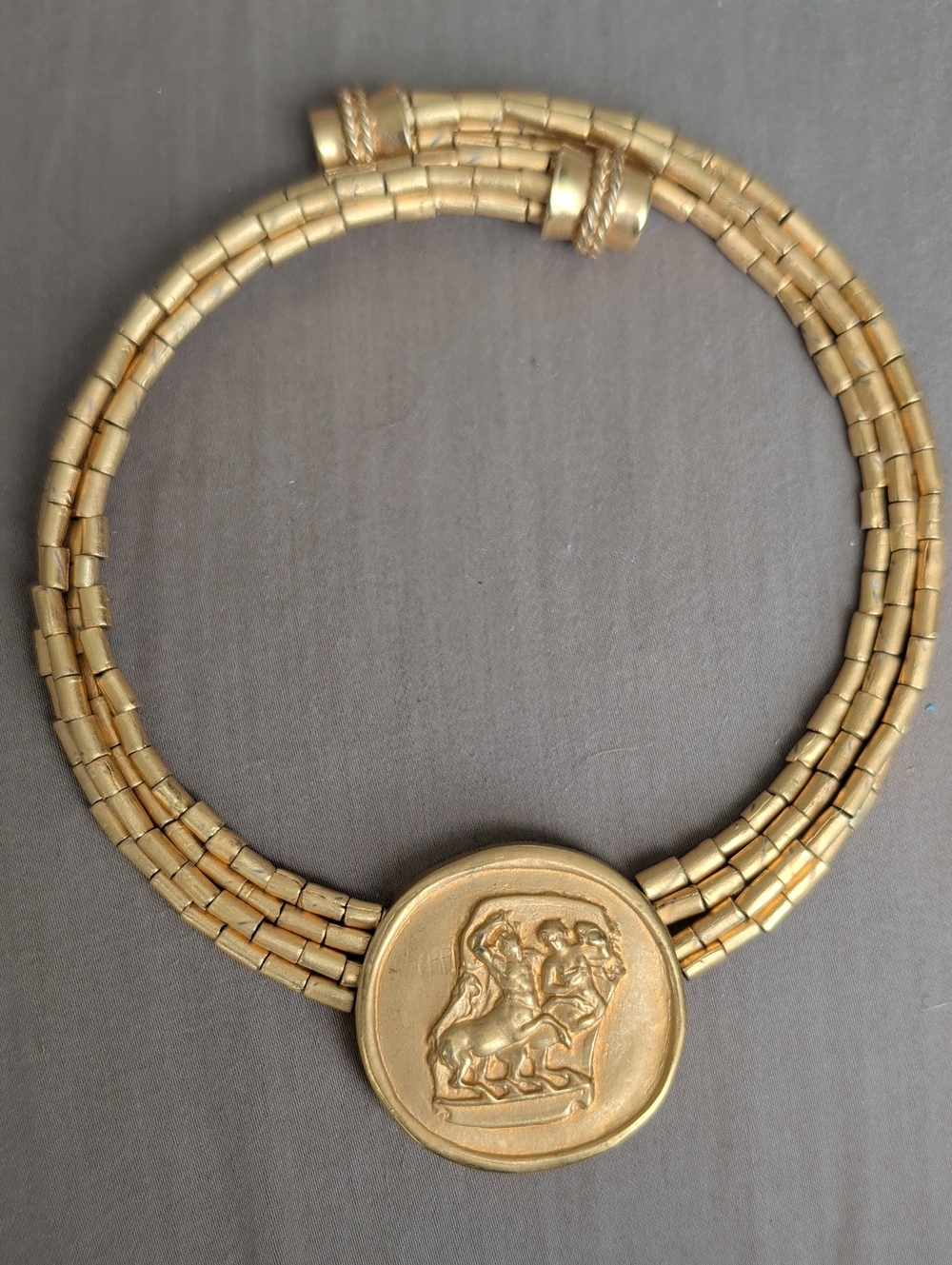 Gold Multistrand Medallion Choker Necklace - Women Jewelry